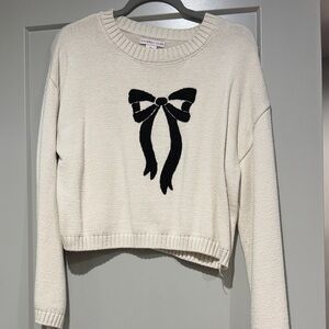 Sincerely Jules Cream Sweater with Black Bow